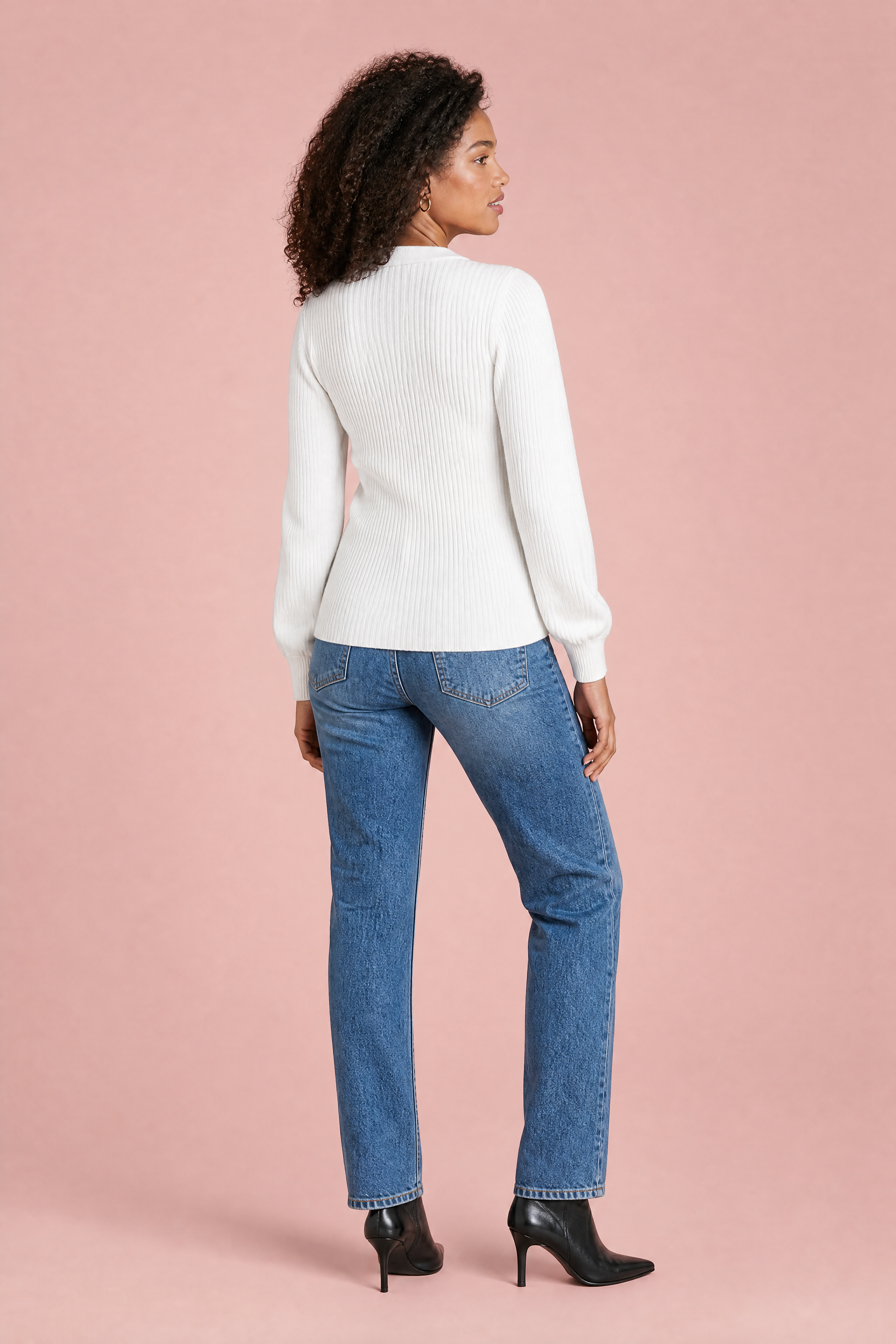 Pull bicolore col en V | Vue de dos | Lounelle Paris