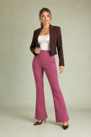Pantalon taille haute micro-évasé | Variante Rose | Lounelle Paris