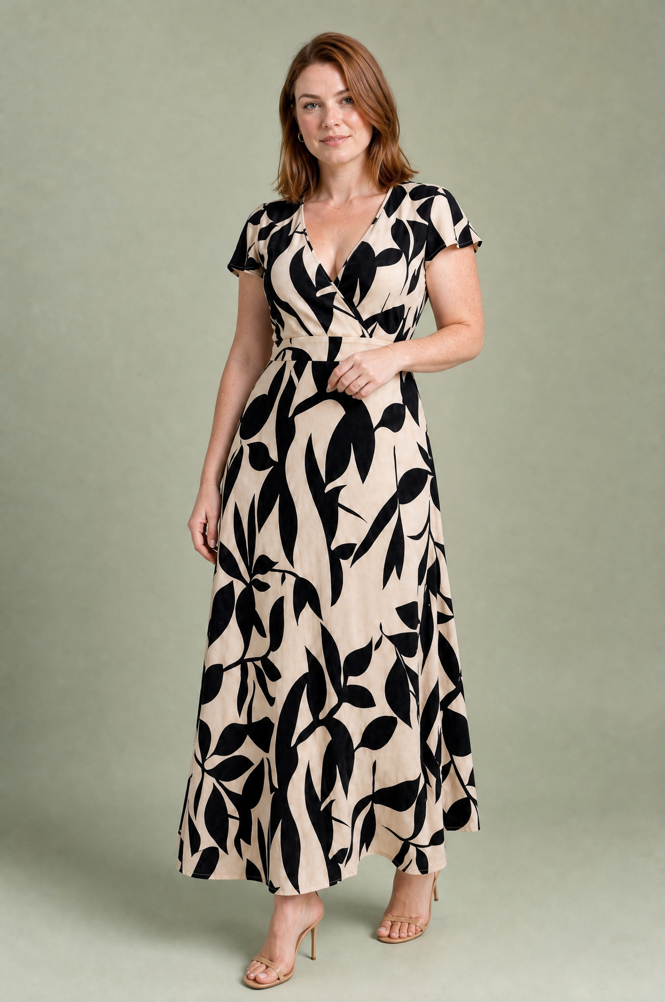Robe longue imprimée col V | Porté sur une autre silhouette | Lounelle Paris