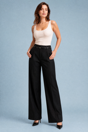 Pantalon large taille haute | Variante Noir | Lounelle Paris