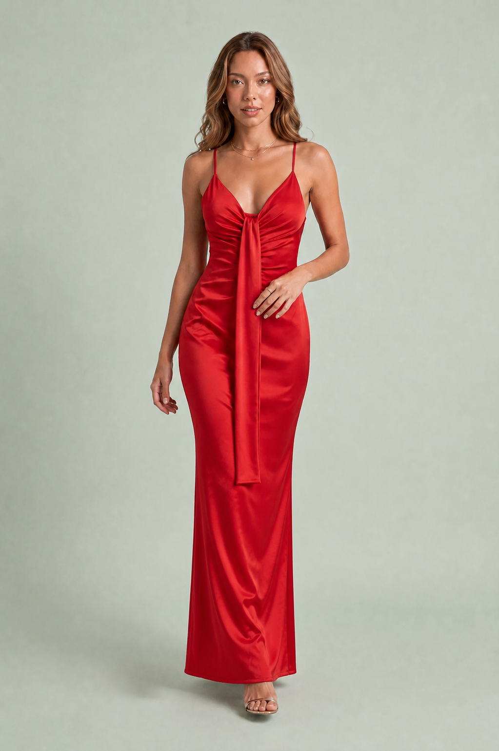 Draped V-Neck Maxi Dress