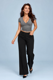 Crop top col V croisé | Vue de face | Lounelle Paris