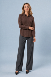 Chemise fluide manches longues | Variante Marron | Lounelle Paris