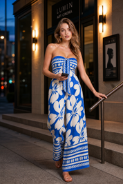 Combinaison noire bustier dos nu | Variante Bleu - Lifestyle | Lounelle Paris
