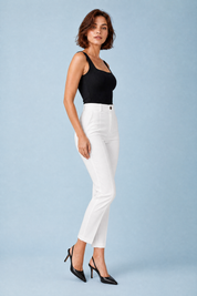 Pantalon droit taille haute 7/8 | Vue de profil | Lounelle Paris