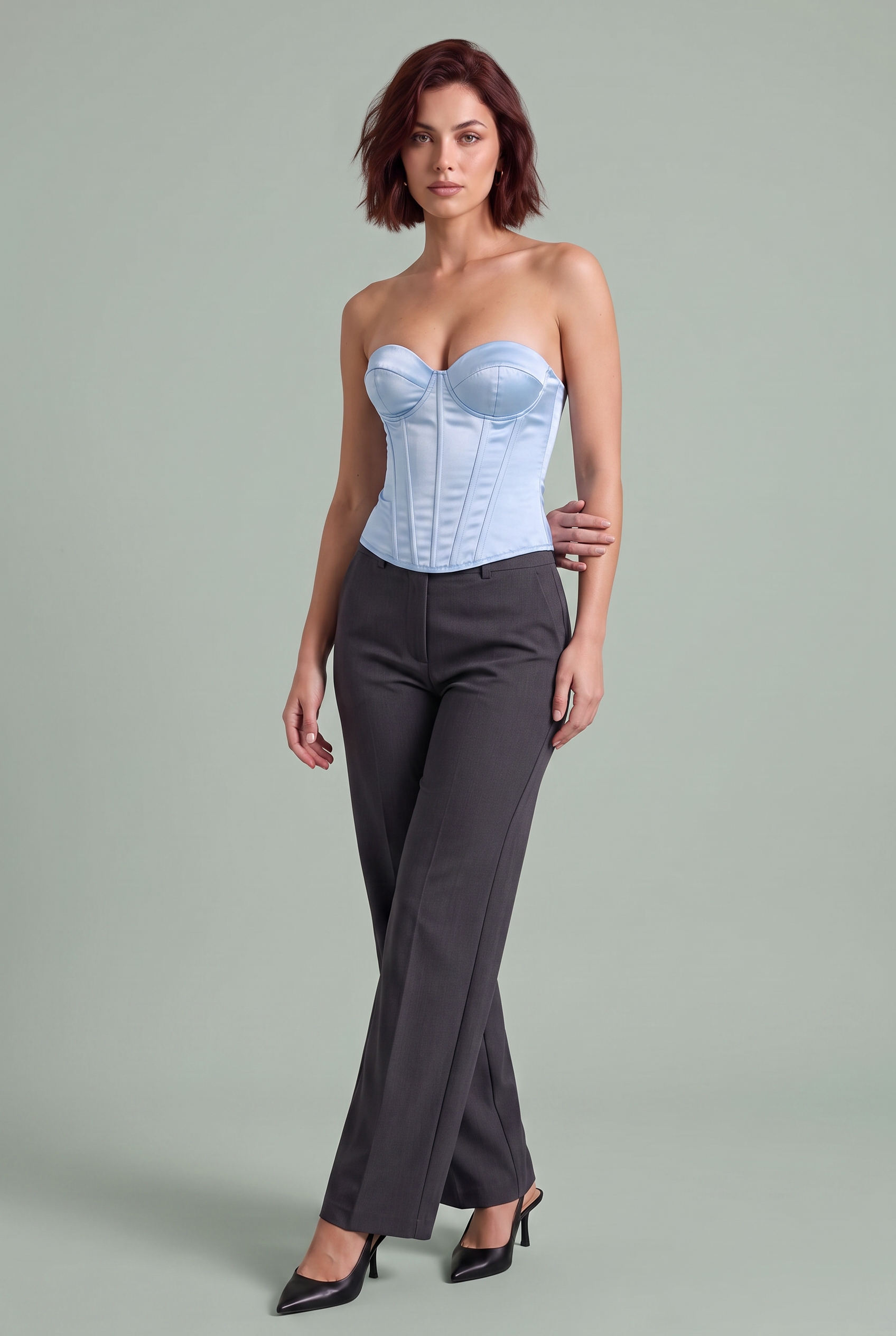 Bustier corset décolleté cœur laçage dos | Variante Bleu | Lounelle Paris