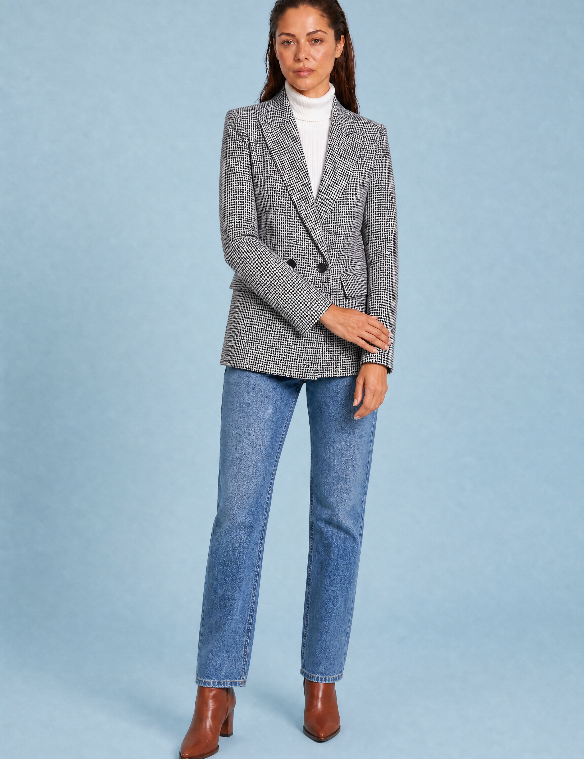 Blazer ajusté motif pied-de-poule | Variante Noir | Lounelle Paris
