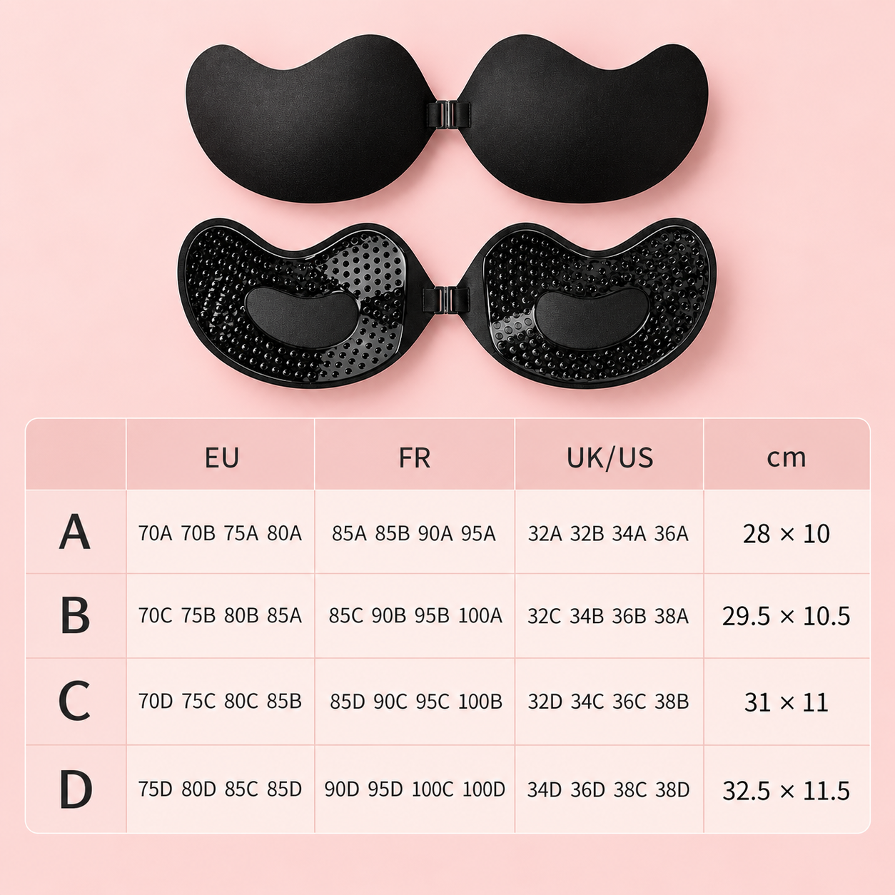 Guide des tailles du soutien-gorge adhésif Lounelle