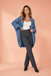 Gilet mi-long en maille côtelée | Vue de face | Lounelle Paris