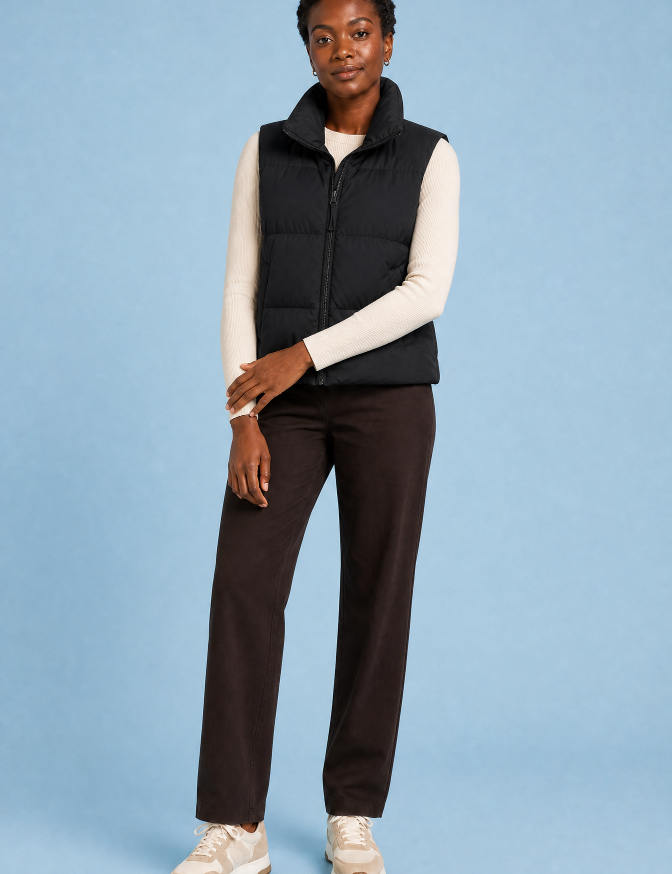 Gilet matelassé court col montant | Variante Noir | Lounelle Paris