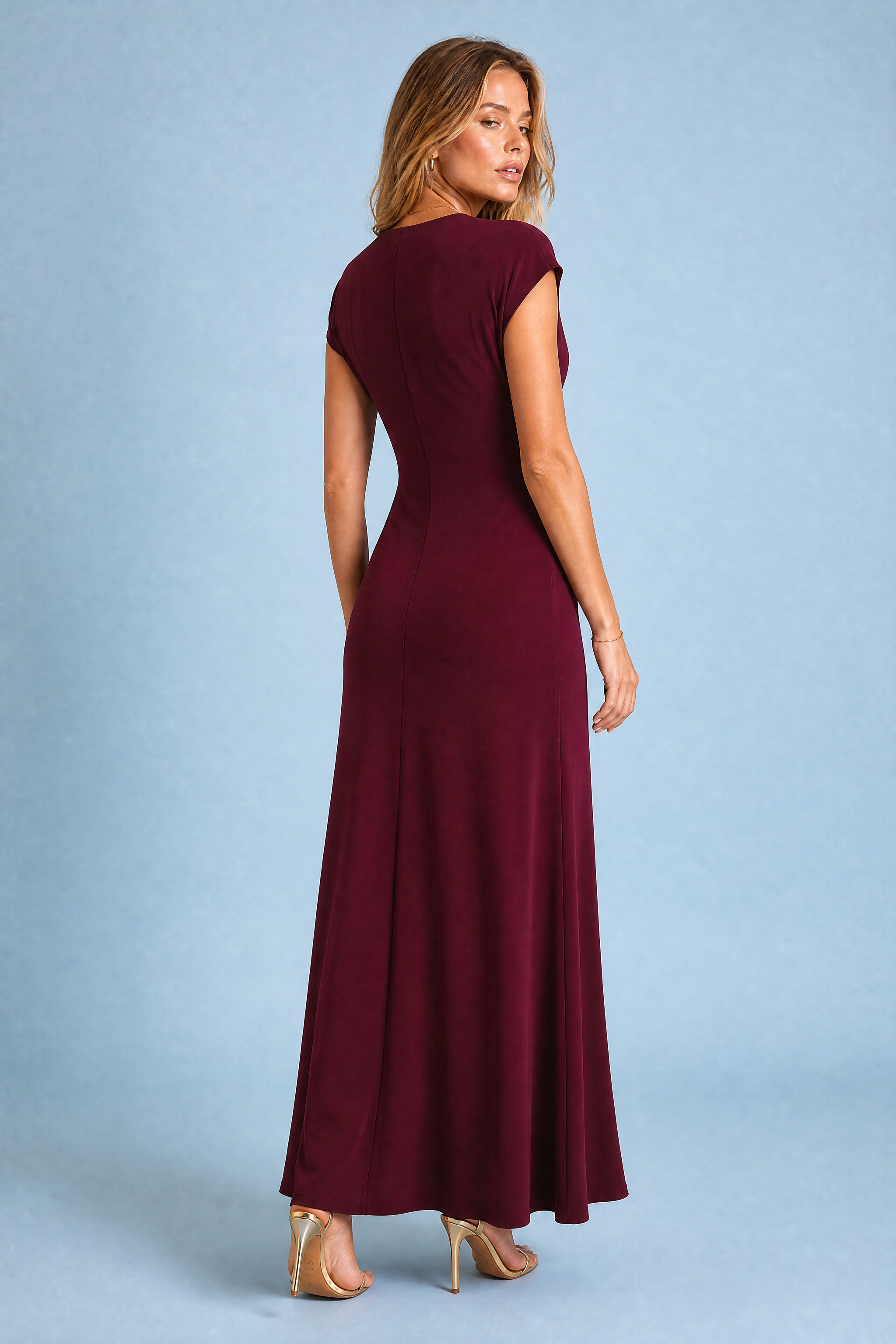 Robe longue fluide col drapé | Vue de dos | Lounelle Paris