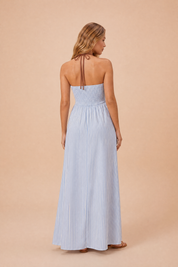 Robe longue rayée dos nu | Vue de dos | Lounelle Paris