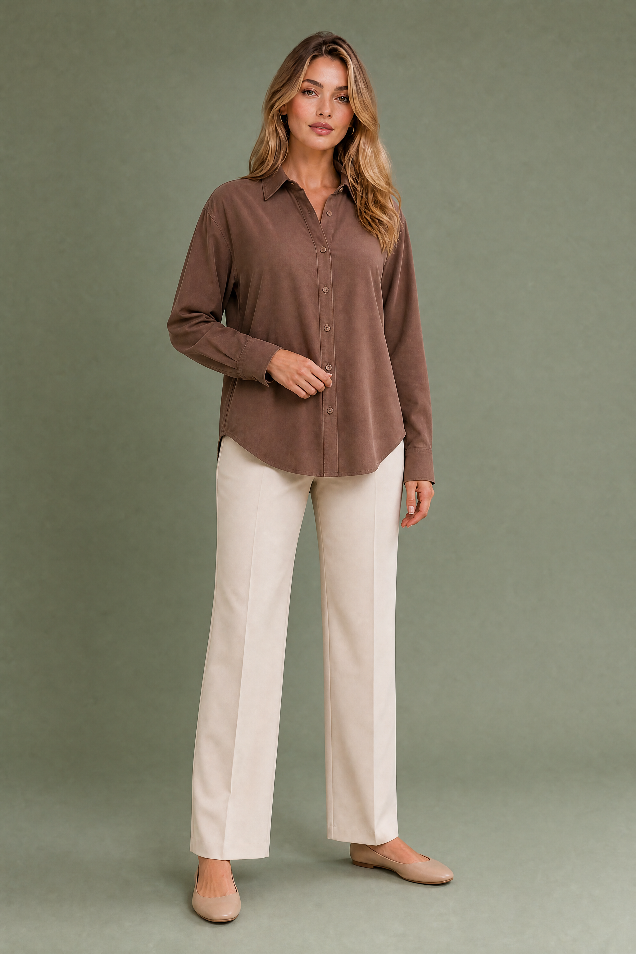 Chemise fluide à col chemise | Variante Marron | Lounelle Paris
