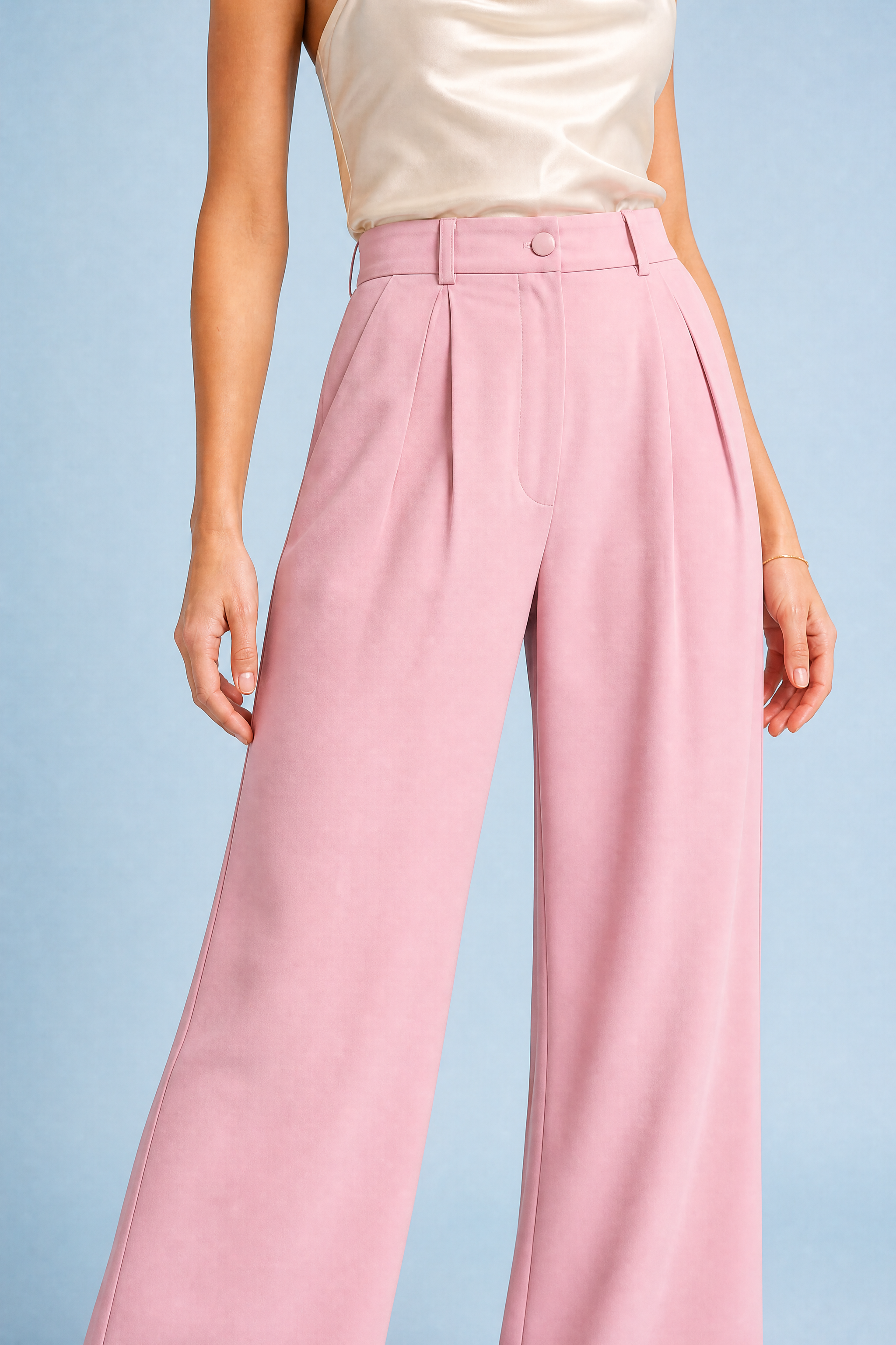 Pantalon large taille haute fluide | Vue rapprochée | Lounelle Paris