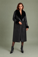 Reversible Faux-Fur-Collar Coat