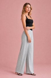Pantalon large taille élastique en V | Vue de profil | Lounelle Paris