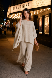 Ensemble ample encolure bateau | Variante Beige - Lifestyle | Lounelle Paris