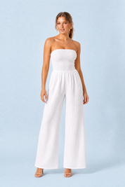 Combinaison bandeau jambes larges | Variante Blanc | Lounelle Paris