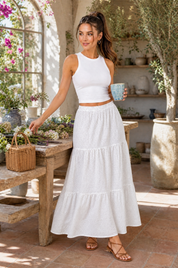 Ensemble blanc à imprimé floral | Photo lifestyle | Lounelle Paris