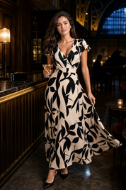 Robe longue imprimée col V | Deuxième photo lifestyle | Lounelle Paris