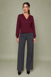 Sweat ample col V croisé | Variante Bordeaux | Lounelle Paris