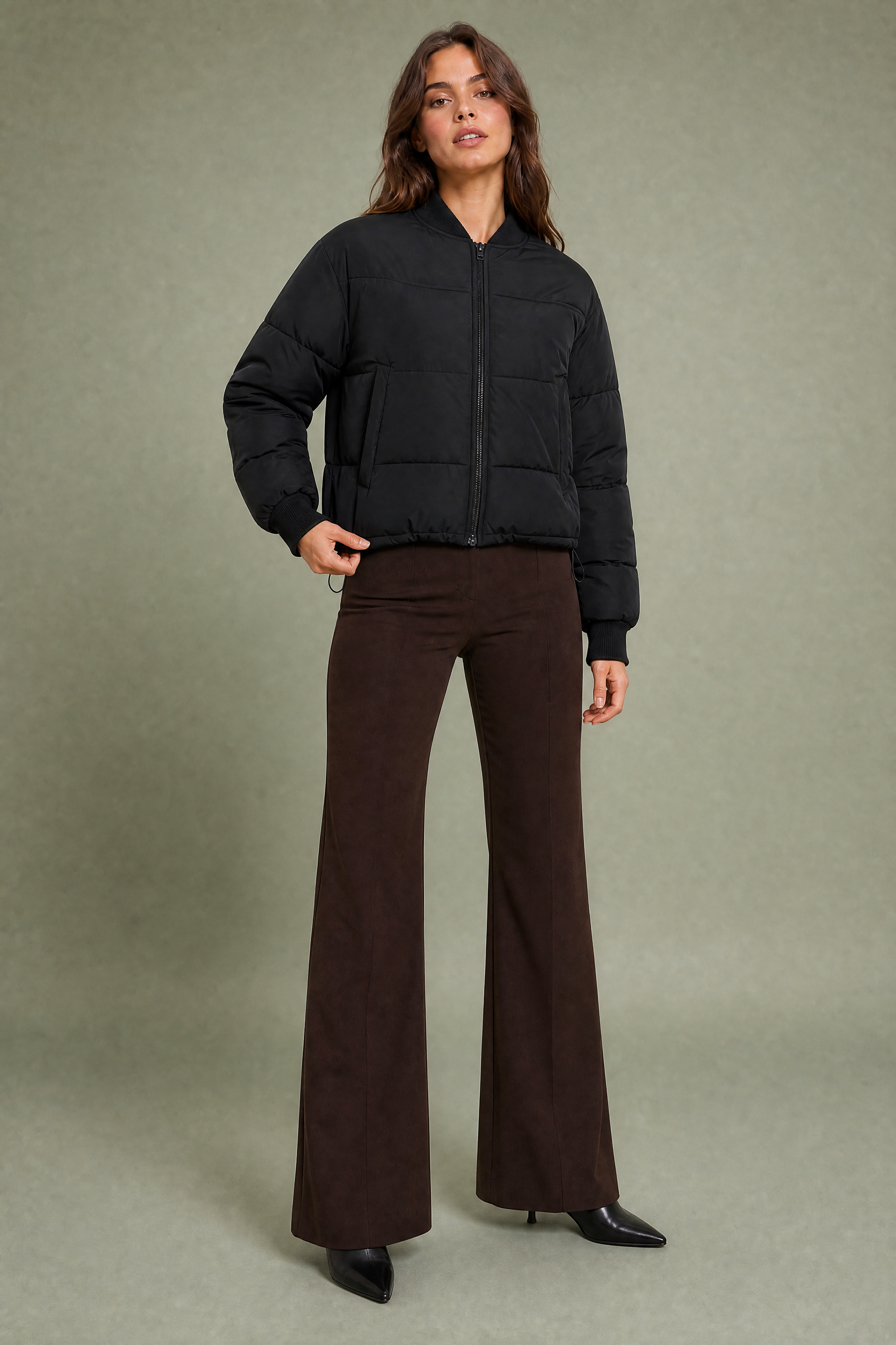 Veste matelassée courte col baseball | Variante Noir | Lounelle Paris