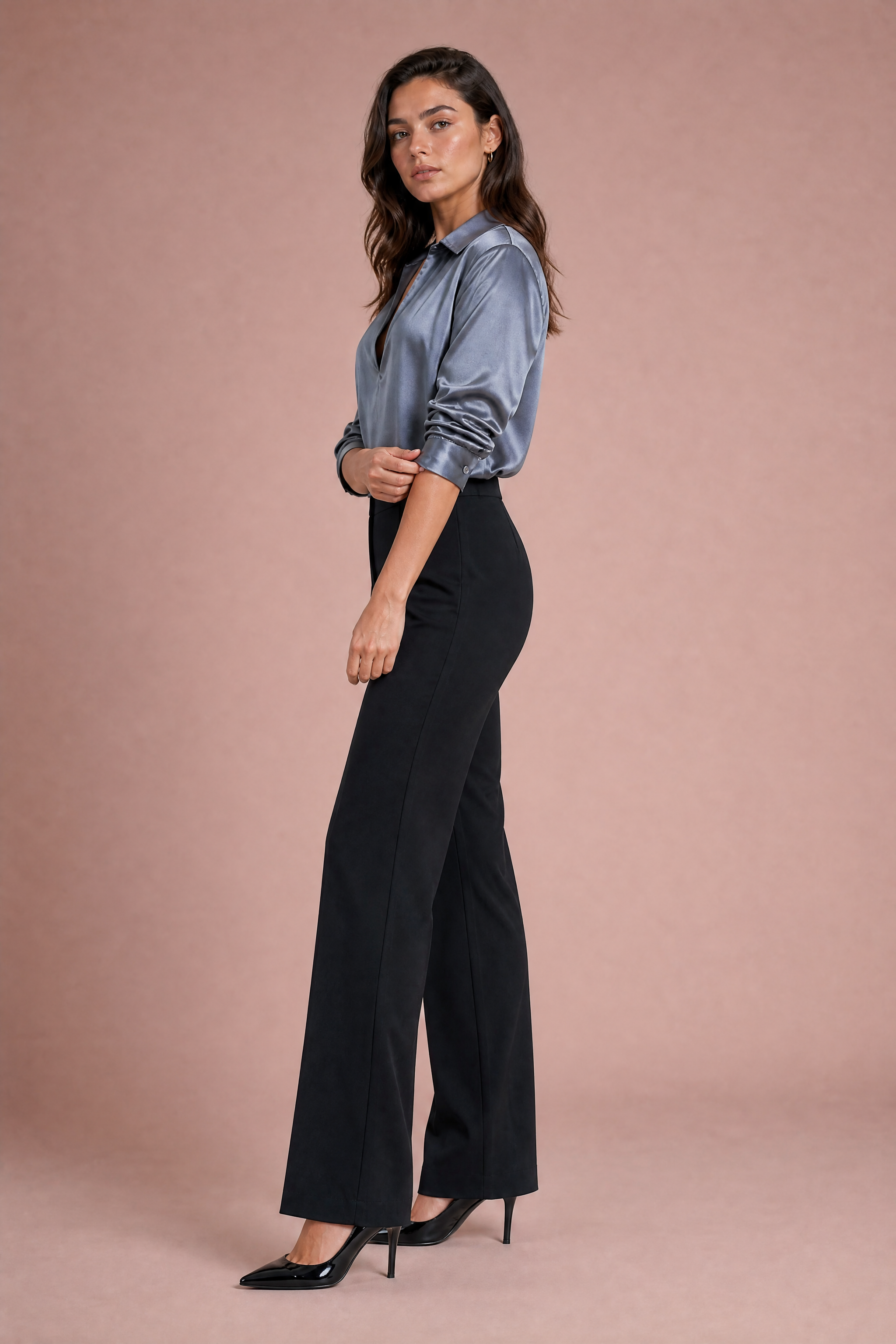 Chemise fluide col V | Vue de profil | Lounelle Paris