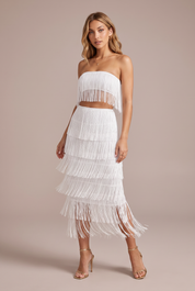 Ensemble blanc bandeau à franges | Vue de face | Lounelle Paris