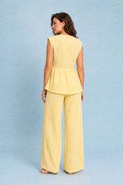 Ensemble pantalon jaune col V | Vue de dos | Lounelle Paris
