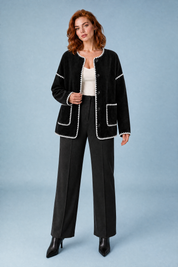 Veste polaire noire bicolore ample | Variante Noir | Lounelle Paris
