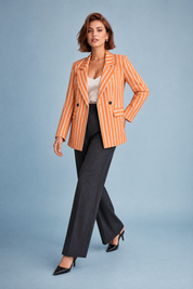 Blazer orange rayé coupe ample | Vue de face | Lounelle Paris