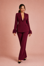 Ensemble tailleur manches plume | Vue en mouvement | Lounelle Paris