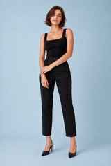 High-Waisted Straight-Leg Ankle Pants
