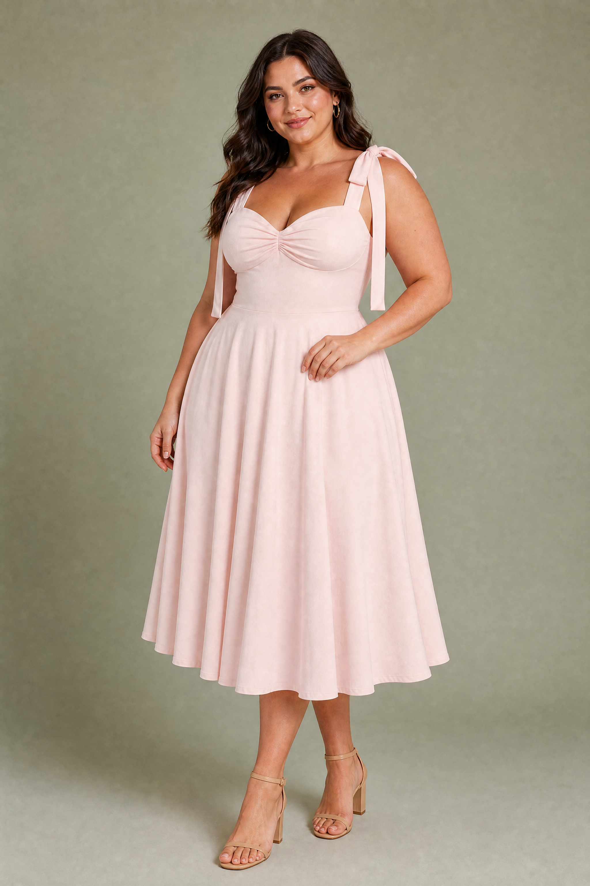 Robe à bretelles nouées dos nu | Porté sur une silhouette plus ronde | Lounelle Paris