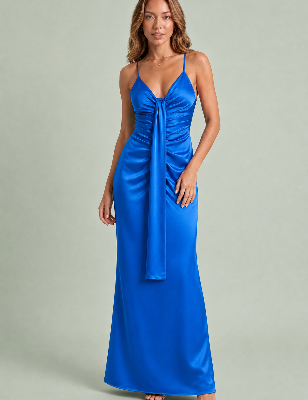 Draped V-Neck Maxi Dress