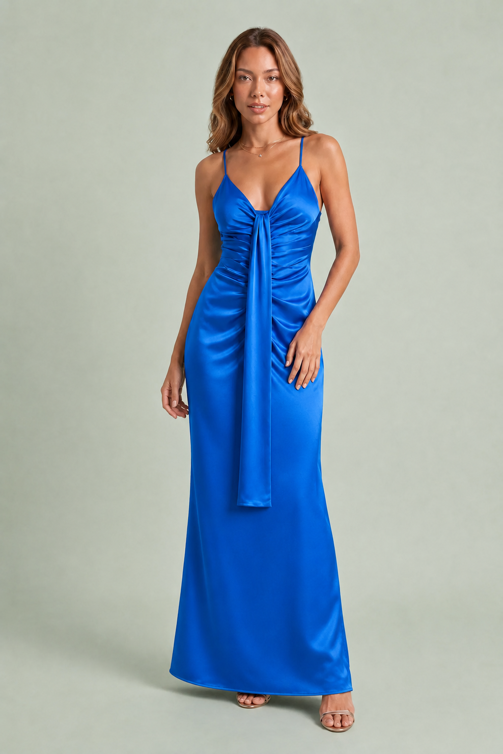 Draped V-Neck Maxi Dress