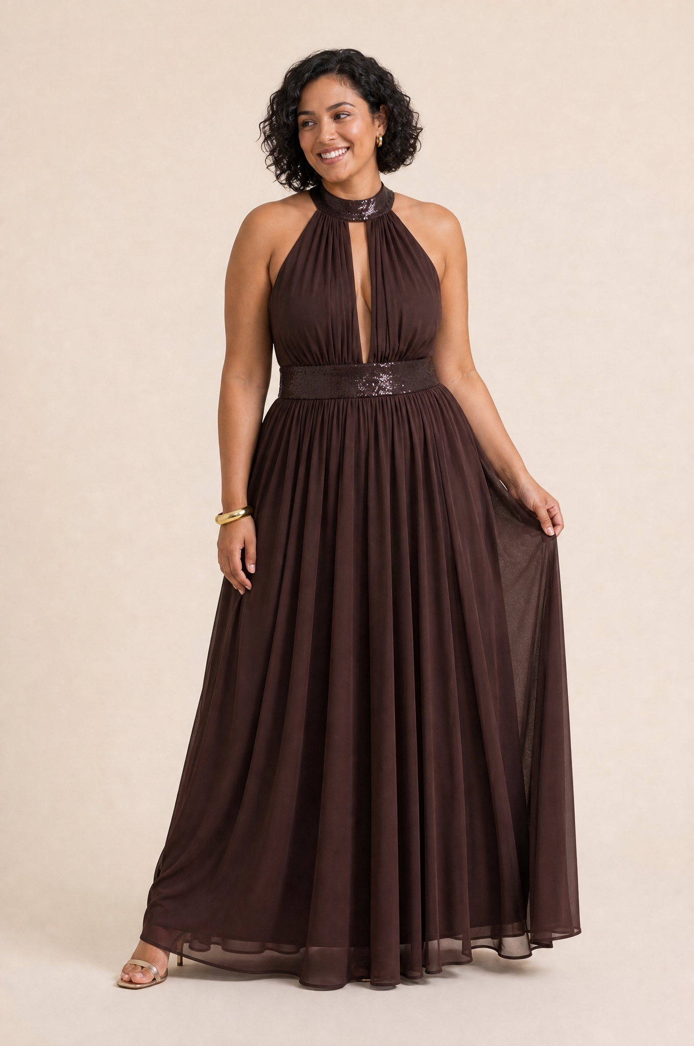 Robe longue col licou dos nu | Porté sur une autre silhouette | Lounelle Paris