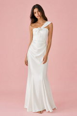 White Asymmetrical Mermaid Maxi Dress
