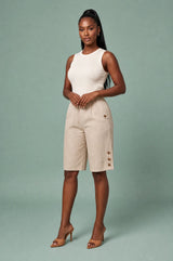 High-Waisted Straight Bermuda Shorts