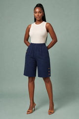High-Waisted Straight Bermuda Shorts