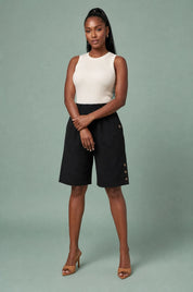 Bermuda droit taille haute | Variante Noir | Lounelle Paris