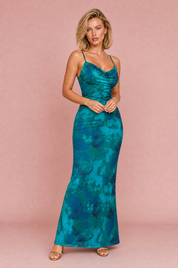 Robe florale dos nu | Variante Bleu | Lounelle Paris