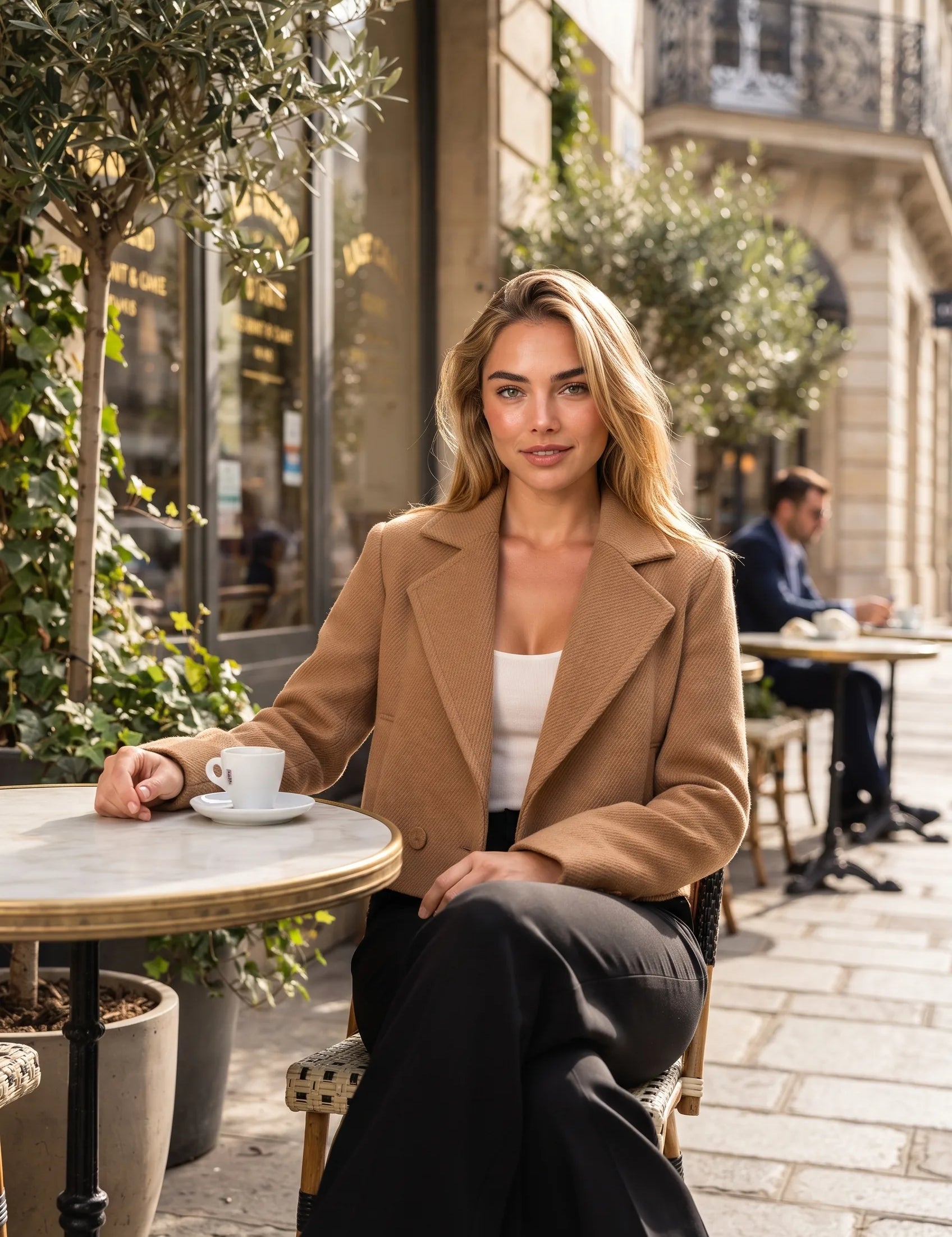 Blazer court ample à double boutonnage | Photo lifestyle | Lounelle Paris