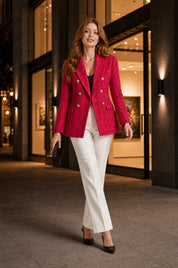Blazer croisé en tweed | Variante Rouge - Lifestyle | Lounelle Paris