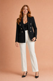 Blazer croisé en tweed | Variante Noir | Lounelle Paris