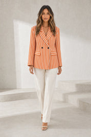 Blazer orange rayé coupe ample | Lounelle Paris