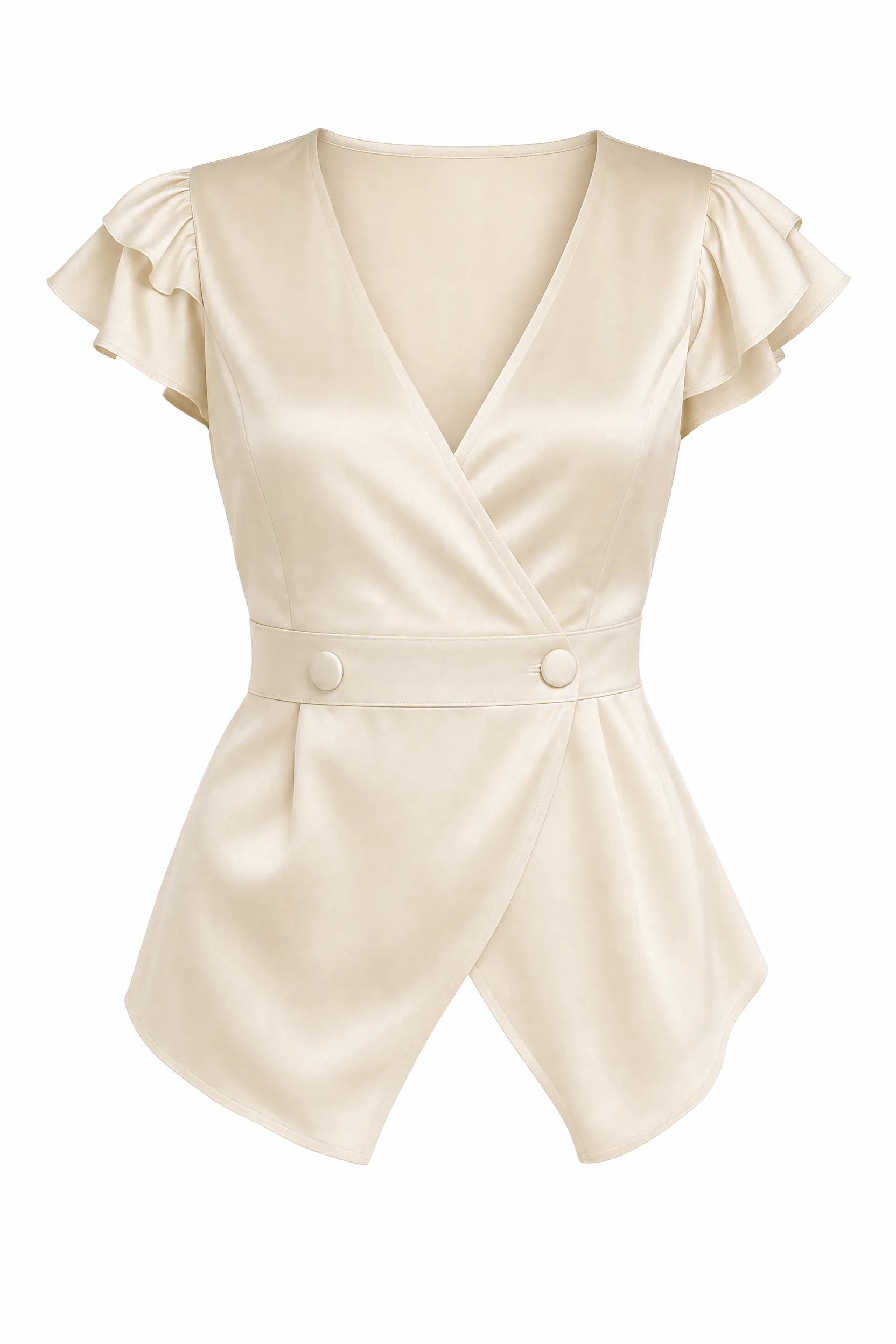 Blouse abricot col V manches volantées | Lounelle Paris