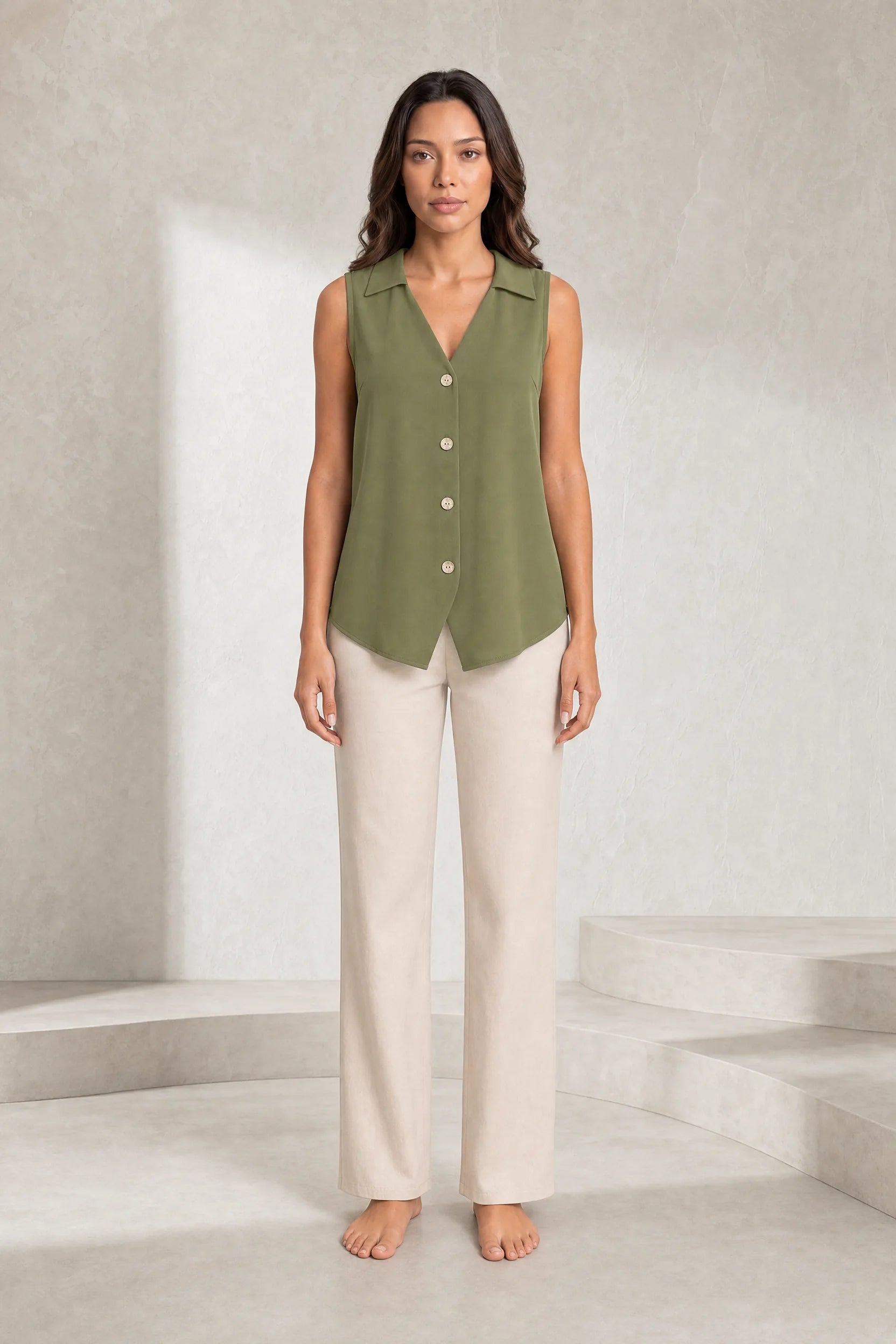 Blouse sansmanches col en V | Lounelle Paris
