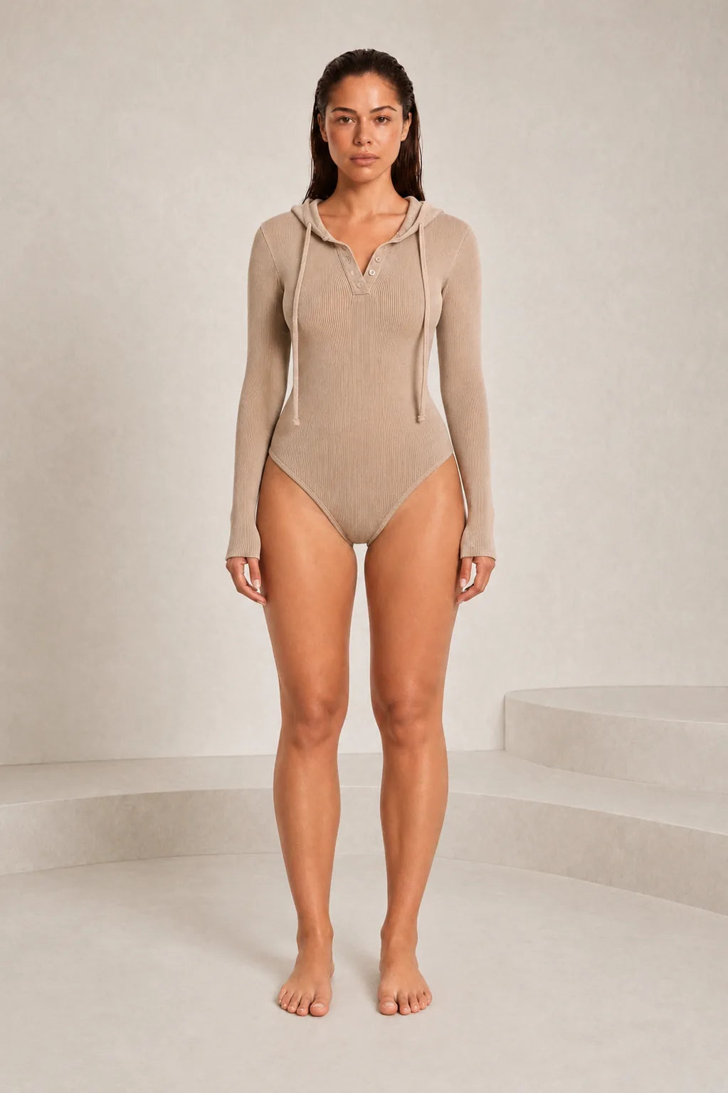 Body à capuche en maille côtelée | Lounelle Paris