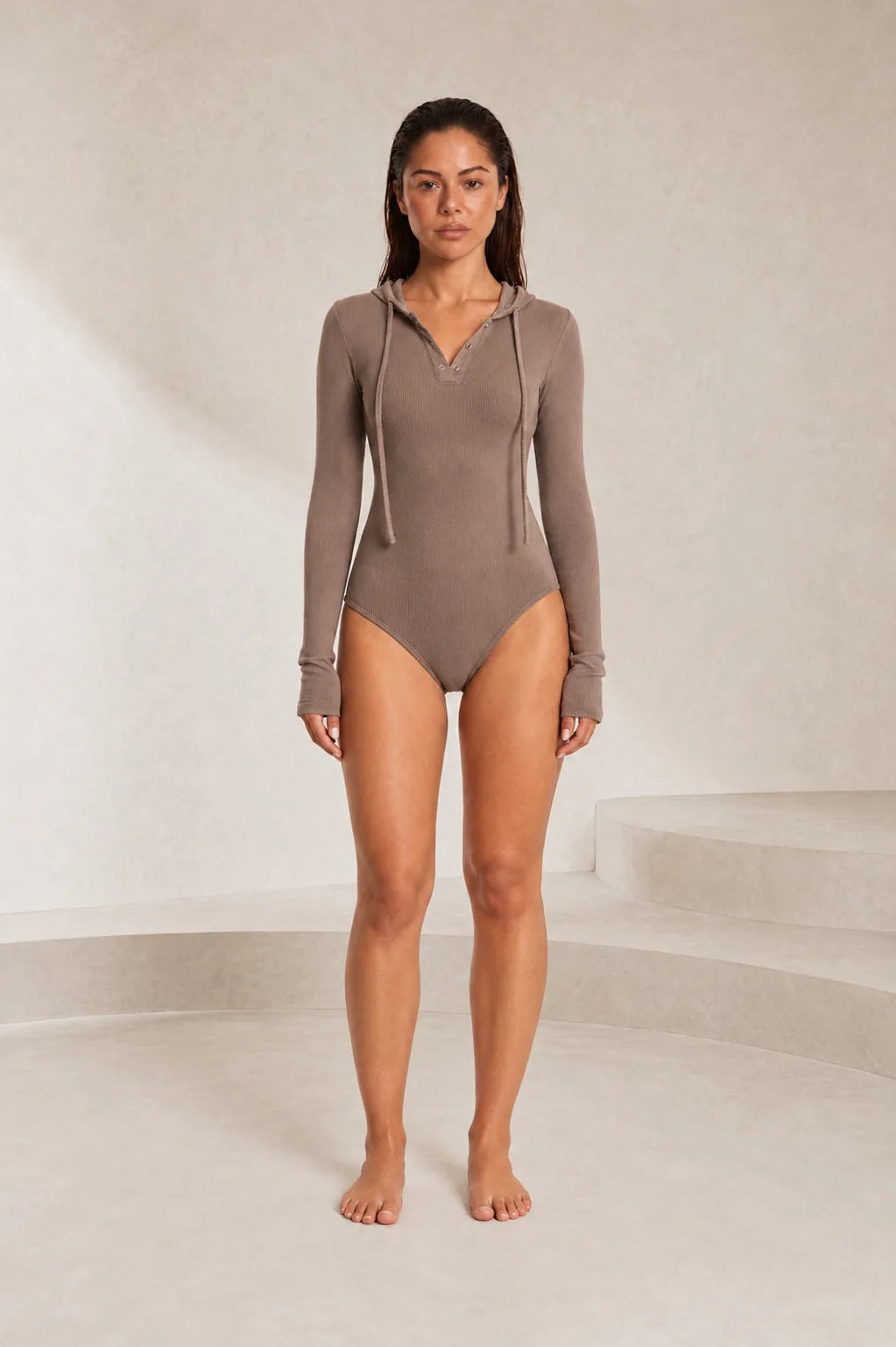 Body à capuche en maille côtelée | Lounelle Paris